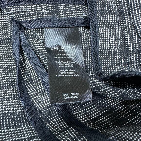 Rag & Bone NWOT Disney Cruella Linen Blend Blazer Size 4 Gray Plaid Slim Fit - Picture 5 of 8